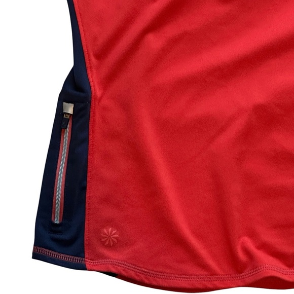 Athleta Running Wild Colorblock Long Sleeve Half Zip Pullover Red/Navy Small - Picture 3 of 6
